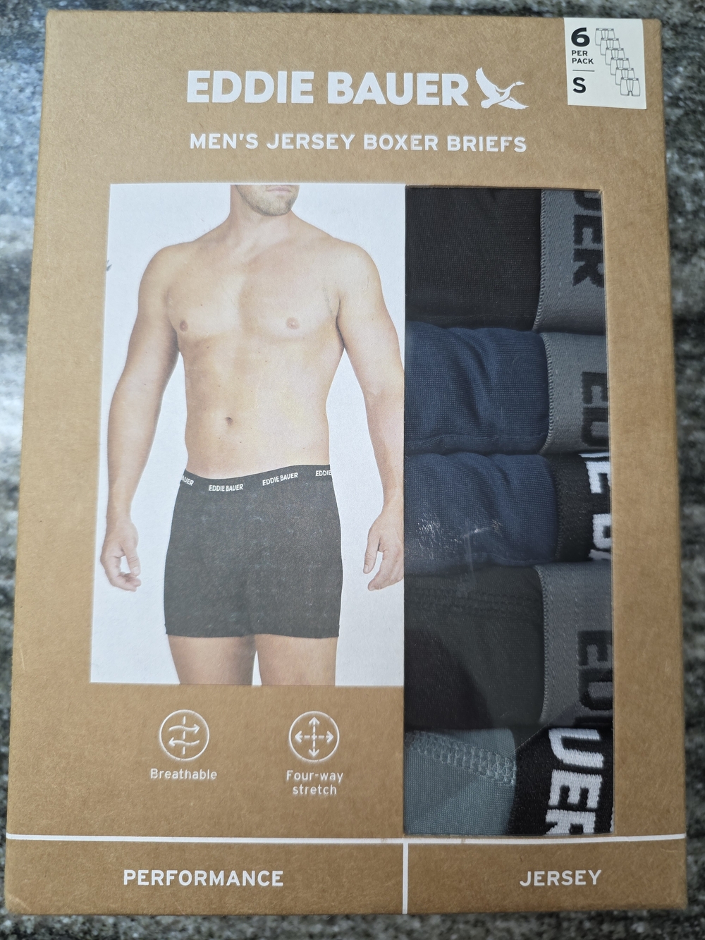 6 pack! Eddie Bauer Men's Jersey Boxer Briefs - NEW IN BOX!